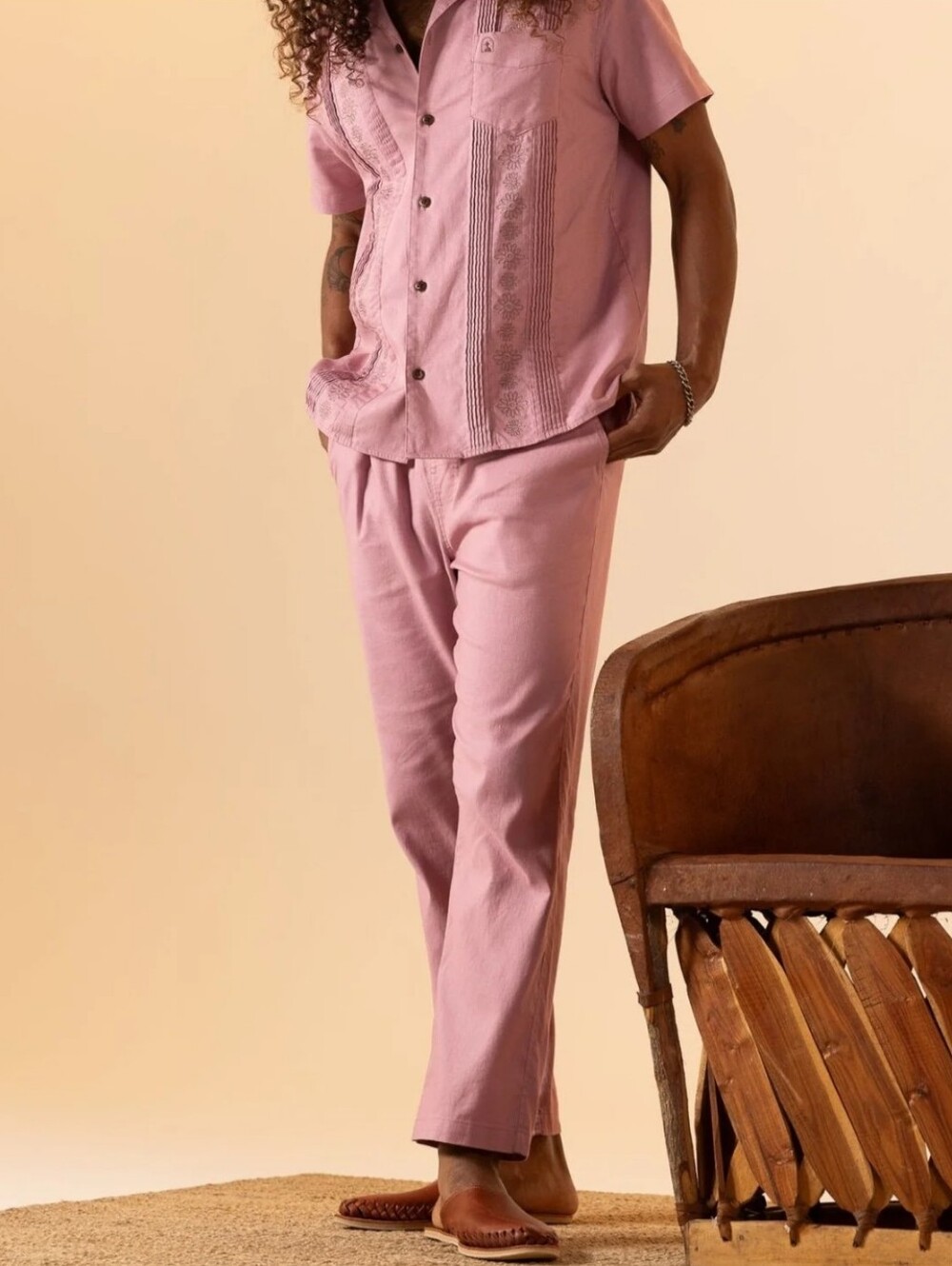 NWOT Dandy Del Mar Brisa Linen Pant in Dawn Large Straight Leg Coastal Beach